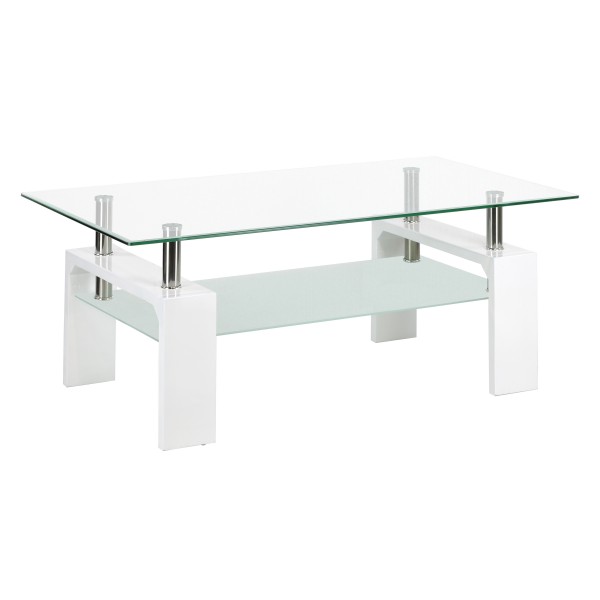 Tavolino da Salotto HOME con doppio piano in vetro temperato design moderno
