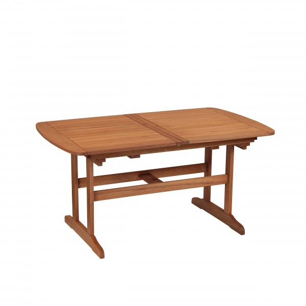 Vista diagonale Tavolo allungabile in legno di Eucalipto da giardino modello Unity Totò Piccinni