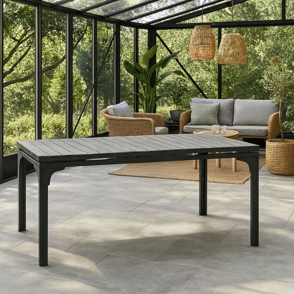 Tavolo Allungabile per Esterni con Struttura in Metallo e Piano