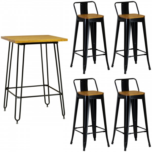 Tavolino Sgabelli Neri Sedia Vintage Set Sgabelli Da Bar Vintage