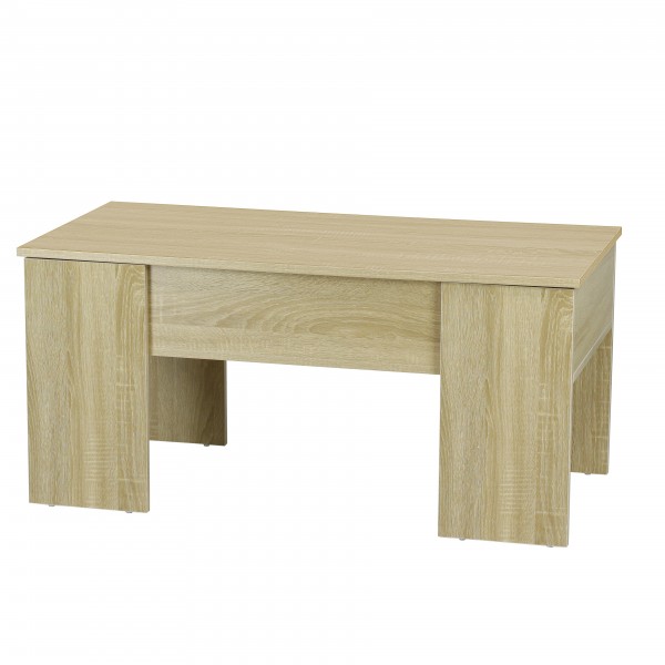 Tavolino Da Caffè Hovothy 100x49x40 Cm – Moderno, In Legno Multistrato Rovere Fumo, Struttura Metallo, Per Salotto