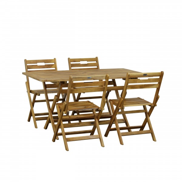 Set tavolo pieghevole 140  in legno D'Acacia da giardino con 4 sedie B Totò Piccinni