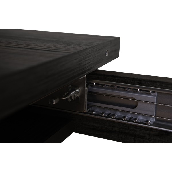 Dettaglio Tavolo da soggiorno allungabile in legno colore Nero Chalet 180/240 con gambe in ferro Totò Piccinni