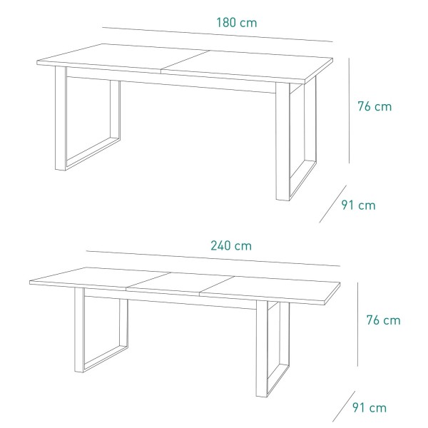 Specifica dimensioni Tavolo da salotto allungabile in legno colore Rovere Artisan con gambe in ferro bianche Totò Piccinni
