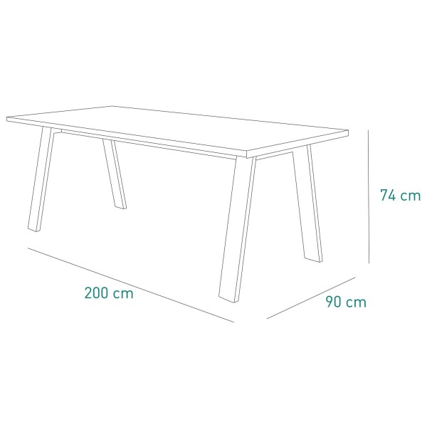 specifica delle dimensioni del tavolo con gambe in metallo e piano in rovere modello Icaro Totò Piccinni