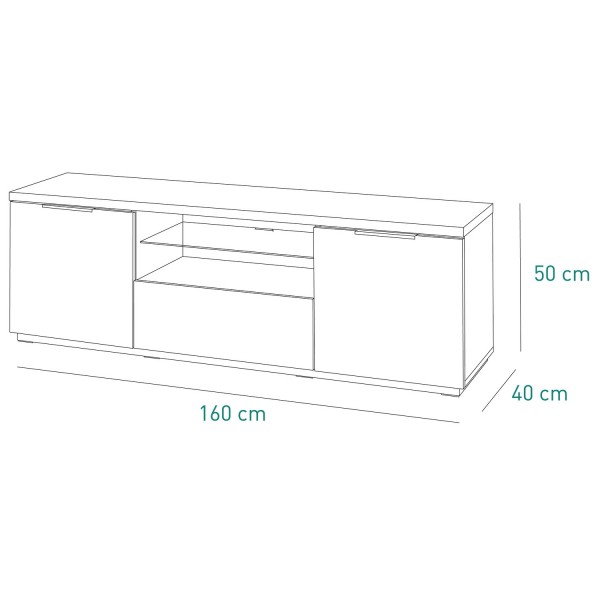 Specifica dimensioni Porta tv  in legno colore "Bianco Laccato/Rovere Rivera" con 6 cassetti modello Orbis Totò Piccinni