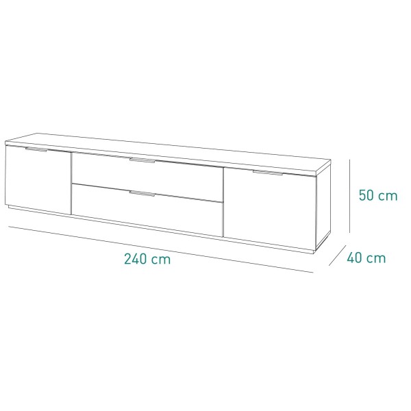 Specifica dimensioni Mobile porta tv classico in legno colore "Bianco Laccato/Rovere Riviera" con 2 ante e 2 ribalte modello Orbis Totò Piccinni