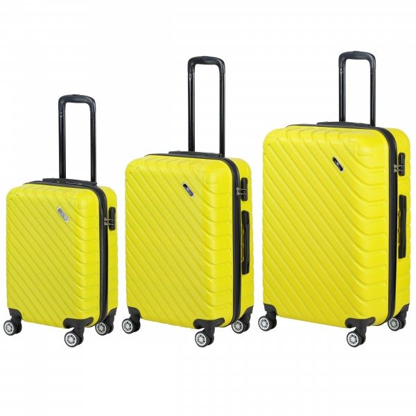 Set Valigie OBLIQUE Trolley con guscio rigido di ottima qualità con 4  rotelle pivotanti (Giallo)